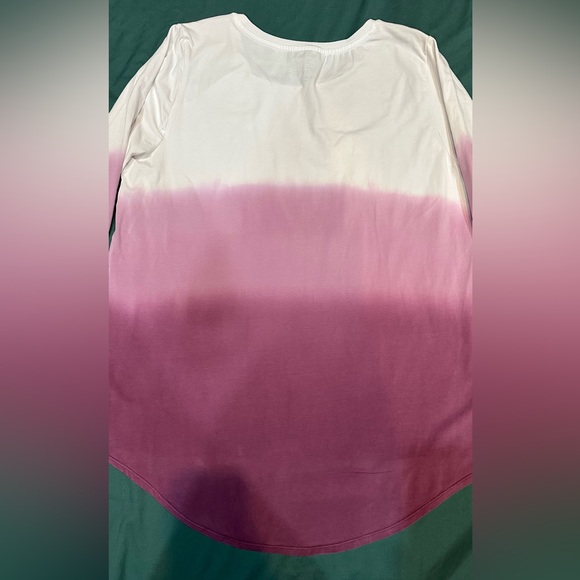 Seed to Style Organic Cotton Watercolor Print Long-Sleeve Top Pink Ombré Sz Lg - Picture 2 of 14